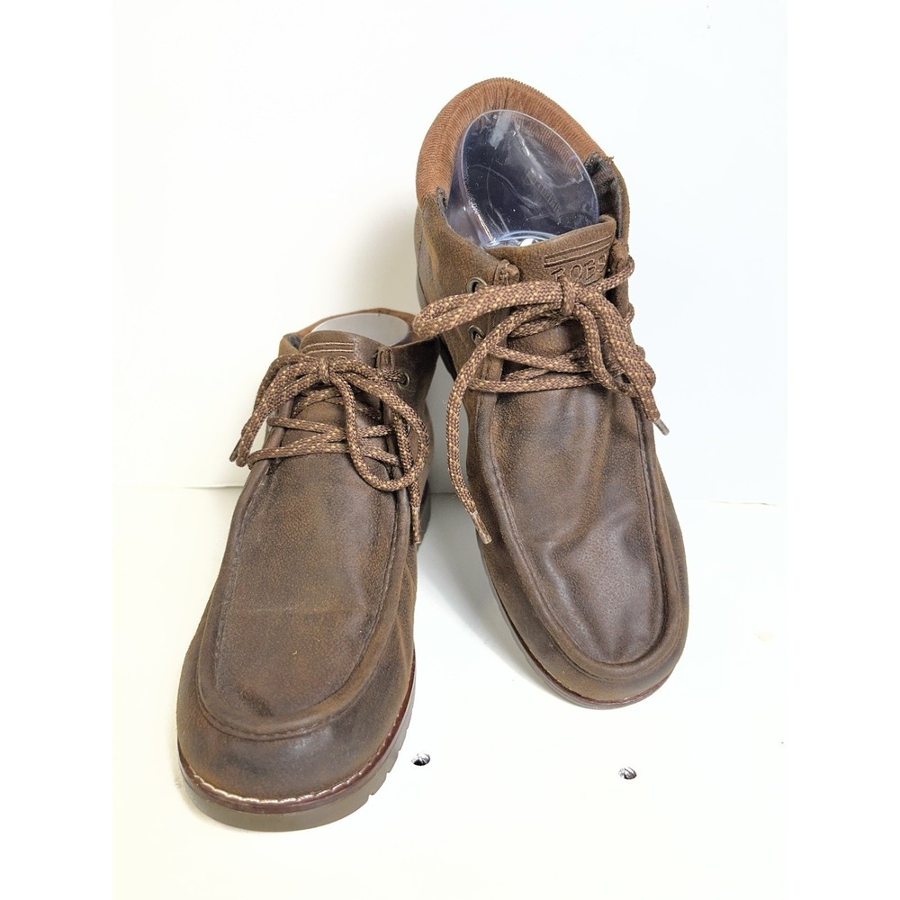 Skechers Bobs Chill Lugs Brown Leather Chukka Ankle Boot Shoes Lace Up Women's 7